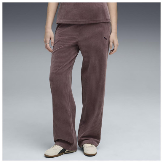 Puma Γυναικείο παντελόνι φόρμας Essentials Elevated Velour Rib Straight Leg Pants Puma Γυναικείο παντελόνι φόρμας Essentials Elevated Velour Rib Straight Leg Pants